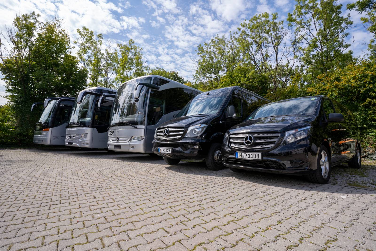 Coaches and minibuses at the depot