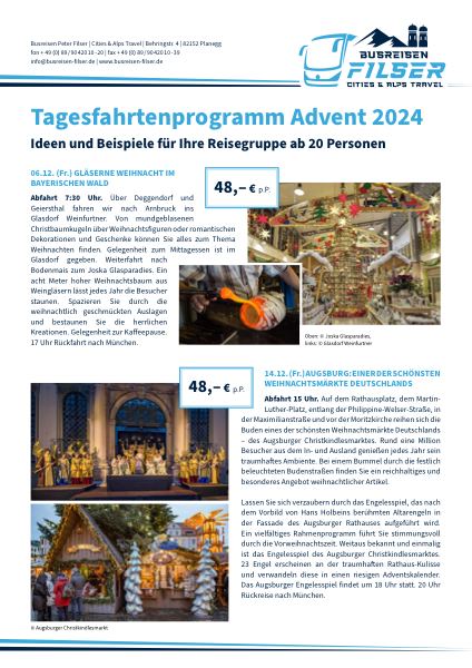 Titelseite Tagesfahrtenprogramm Advent 2024