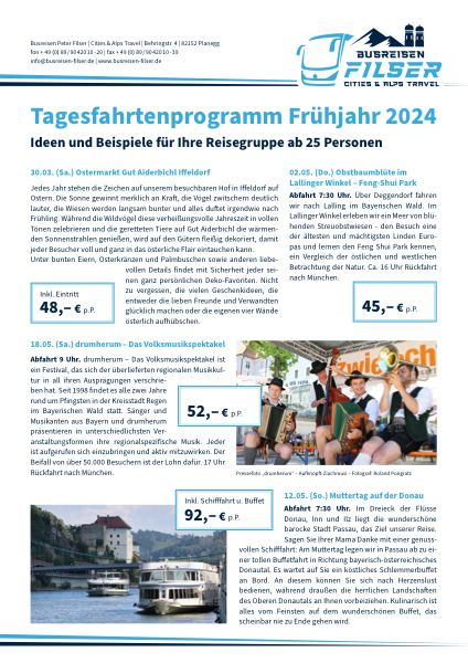 Titelseite Tagesfahrtenprogramm Frühjahr 2024