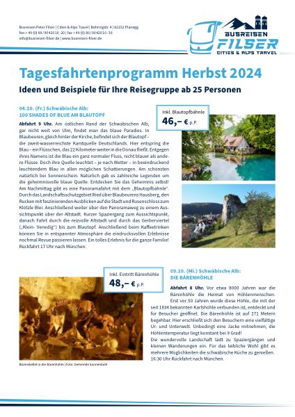 Titelseite Tagesfahrtenprogramm Herbst 2024