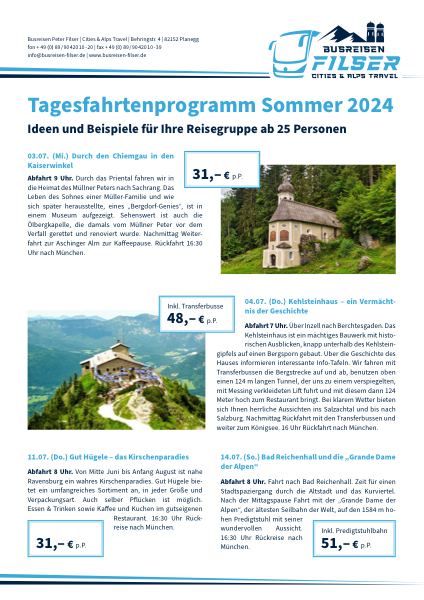 Titelseite Tagesfahrtenprogramm Sommer 2024