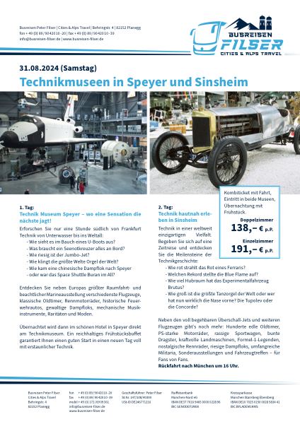 Titelseite Technikmuseen in Speyer und Sinsheim
